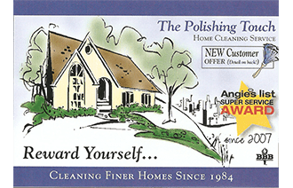 A painting of a house with the words " cleaning finer homes since 1 9 8 4 ".
